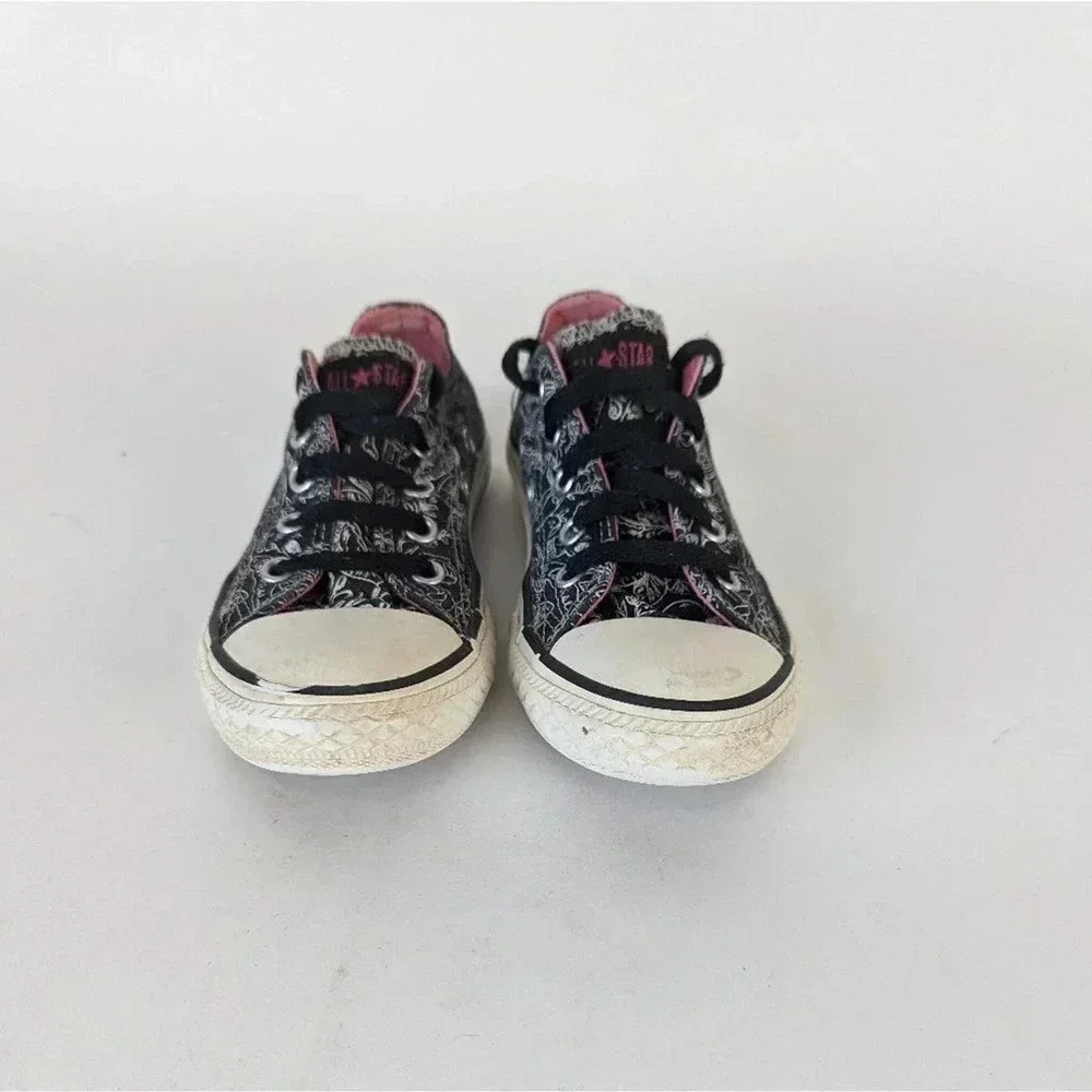 Converse All Star Graphic White Floral Skull  Kids Sneakers -11